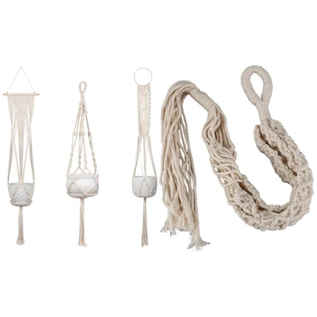 

1Pc Jute Rope Braided Pot Holder Plant Hanger Hanging Planter Basket Rope 78cm & 3 Pack Macrame Plant Hangers Planter