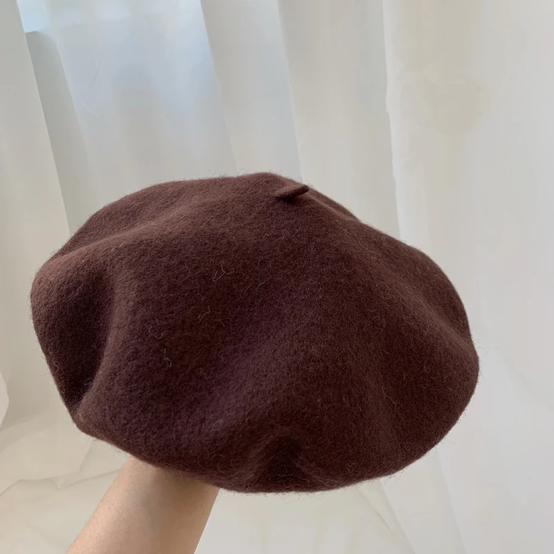Luna&Dolphin Women 90%Wool Mushroom Rimi Blue Berets Autumn Winter Deep Eaves Knitting Artist Cap Painter Beanie Hat Sweet Color Luna&Dolphin Women 90%Wool Mushroom Rimi Blue Berets Autumn Winter Deep Eaves Knitting Artist Cap Painter Beanie Hat Sweet Color