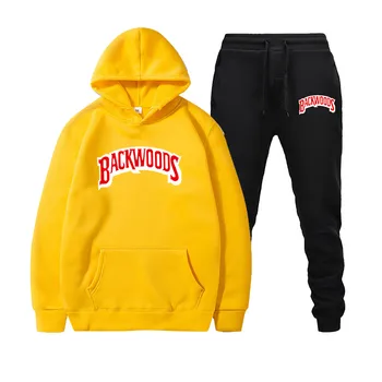 

Men's suit BACKWOOOS hoodie autumn and winter men's pullover sweatpants trousers two-piece Harajuku sportswear suit