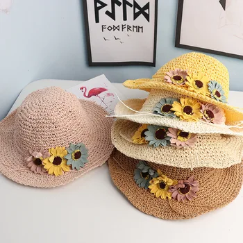 

CHILDREN'S Straw Hat Girls Summer Thin Breathable Lace College Style Summer Hat Female Baby Princess Outing Sun-resistant Beach