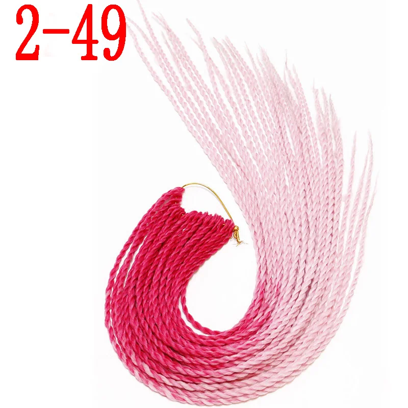 MERISIHAIR Ombre вязанные косички Сенегальские крученые волосы 24 дюйма 30 корней/упаковка синтетические плетеные волосы для женщин серый синий розовый - Цвет: 2-49