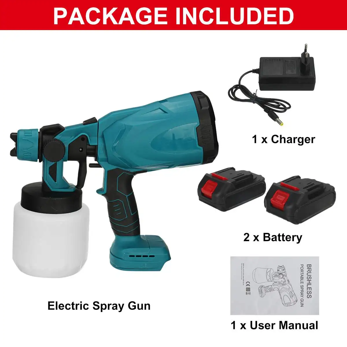 1500W 800ml Cordless Electric Spray Gun High Power Home Paint Sprayer With 3 Nozzle Flow Control Airbrush For Makita 18V Battery gas pressure washer Power Tools