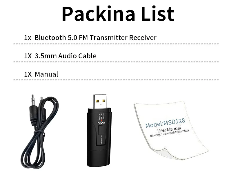 Bluetooth 5,0 аудио приемник передатчик мини стерео Bluetooth AUX USB 3,5 мм разъем для ТВ ПК громкой связи автомобильный комплект беспроводной адаптер