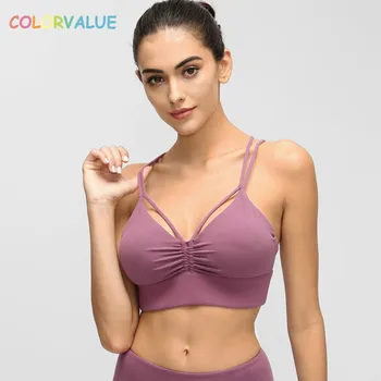 

Colorvalue Sexy Naked-feel Fabric Fitness Workout Sport Bras Top Women Shockproof Padded Push Up Athletic Gym Yoga Bras Crop Top