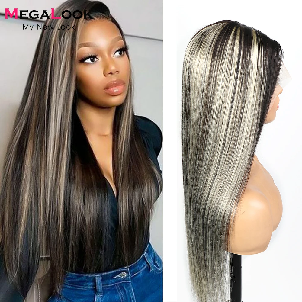 Highlight Straight Wig Ombre Human Hair Wigs Highlight Lace Front Wigs