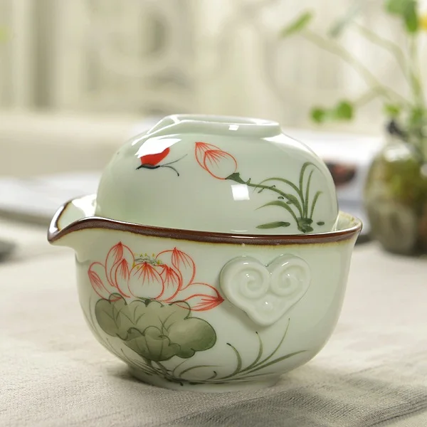 1 горшок 1 чашка Gaiwan расписанный вручную фарфоровый чайник чашка для чая, гайвань дорожный чайный набор кунг-фу чайные наборы чайная чашка Quik керамический чайник - Цвет: C