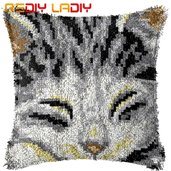 

Latch Hook Kits Make Your Own Cushion Kitten Cat Pre-Printed Canvas Crochet Pillow Case Latch Hook Cushion Cover Hobby & Crafts