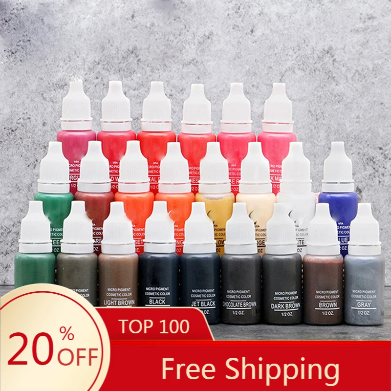 

23 Colors Tattoo Makeup Permanent Tattoo Ink Set 15ml Bottle Pigment For Eyebrow Embroidery Tattoo Makeup Pigment tinta