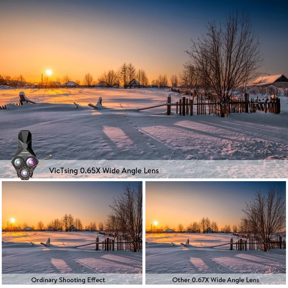 VicTsing 3 in 1 Clip-On Fisheye Lens+0.65x Wide Angle Lens+20x Super Macro Lens HD Professional Universal Durable Phone Lens Kit (4)