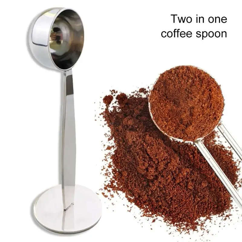 Kitchen Spoon Coffee Sugar Cake Powder Measure 2 in 1 Stainless Steel Tamping Cafe Measuring Tools | Дом и сад