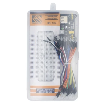 

MB102 Breadboard Power Module 3.3V/5V +MB-102 830 Points Solderless Prototype Bread Board Kit +65 Flexible Jumper Wires DIY Kit