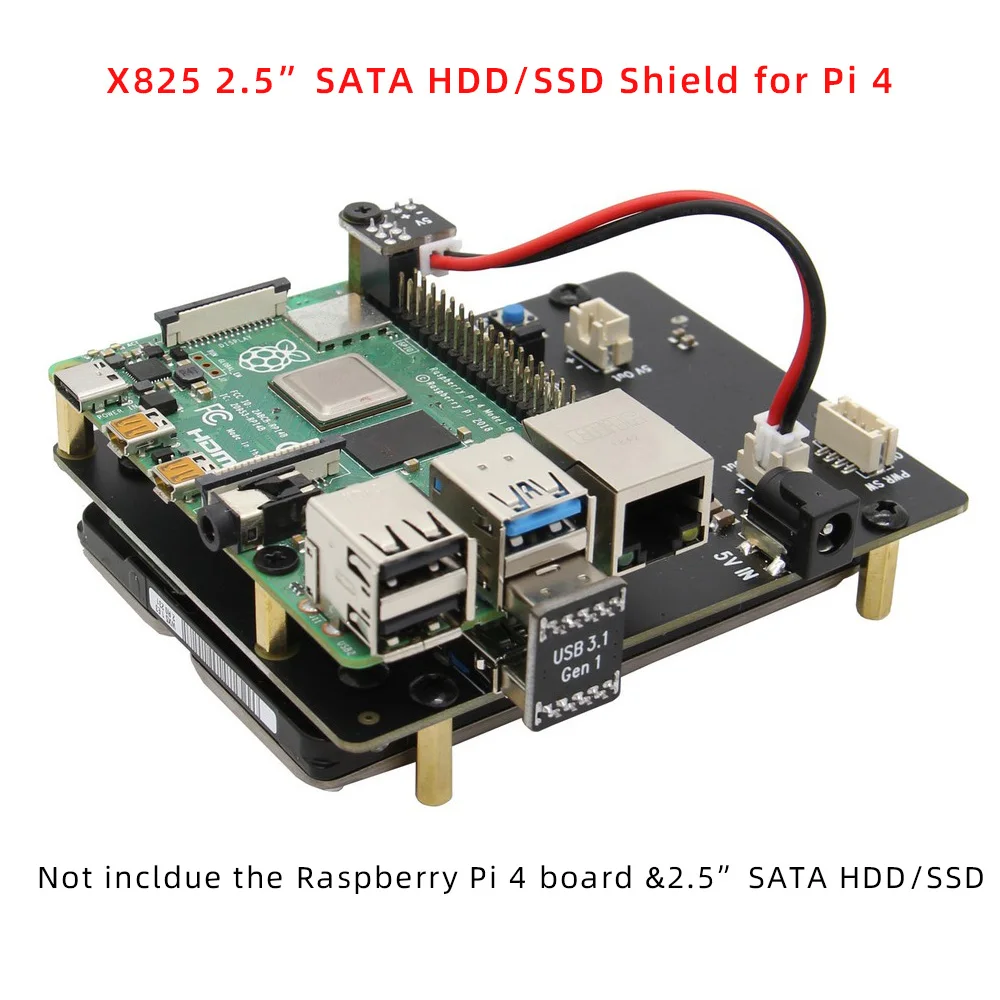  Raspberry Pi 4 SATA Raspberry Pi 4 Modell B 25 zoll SATA HDD/SSD Schild x825 V1.5 Lagerung Expansio