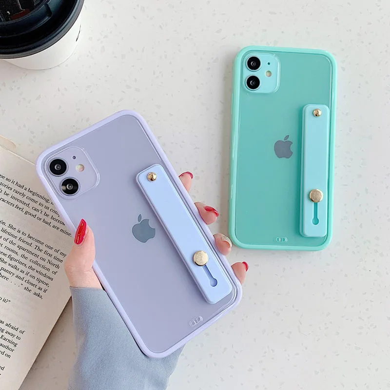 USLION браслет подставка прозрачные чехлы Чехол для iPhone 11 Pro Max квадратная