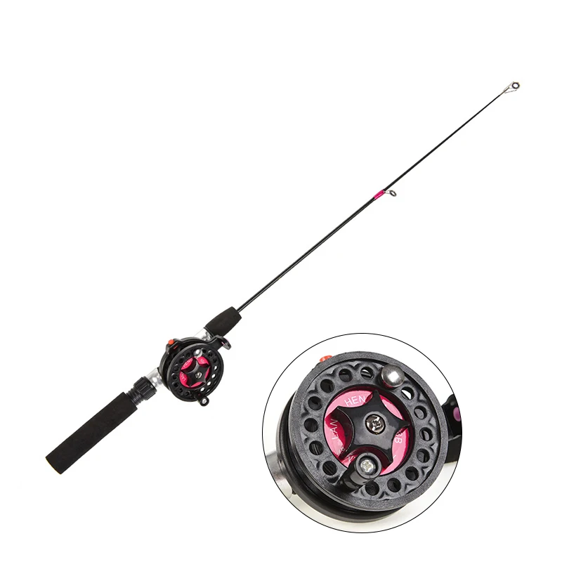 Телескопическая зимняя спиннинговая удочка для подледной рыбалки в форме ручки, складная Мини-Кормушка, рыболовные удочки, набор металлических барабанных колес, катушка для подледной рыбалки