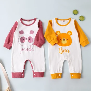 

Autumn Baby Boy Girl Clothes Cartoon Bear Print Pattern Rompers Long Sleeved Trousers Jumpsuit Infant Playsuit Pajama Outfits