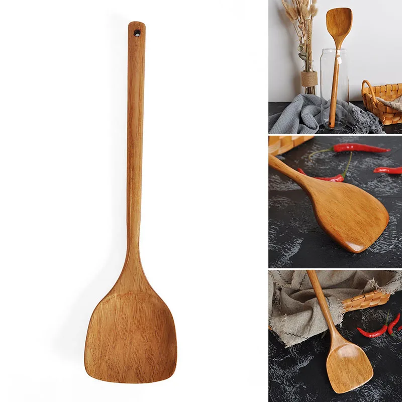  Wooden Shovel Truner Spatula Wok Handcraft Cooking Scraper Environment-friendly