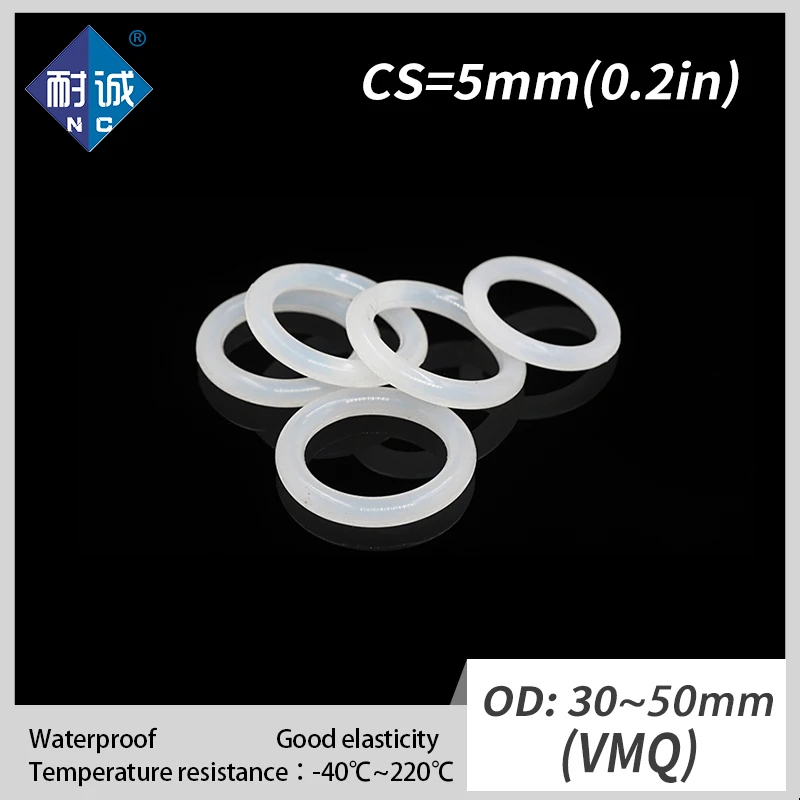 2 шт./лот силиконовое кольцо VMQ CS 5 мм OD30/35/40/45/50 уплотнительное Силиконовое