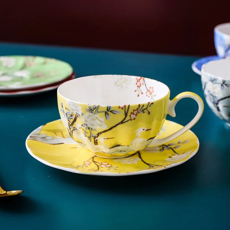Wourmth, британский стиль, классический набор кофейных чашек, роскошный подарок, керамические чайные чашки и кофейные чашки - Цвет: Yellow
