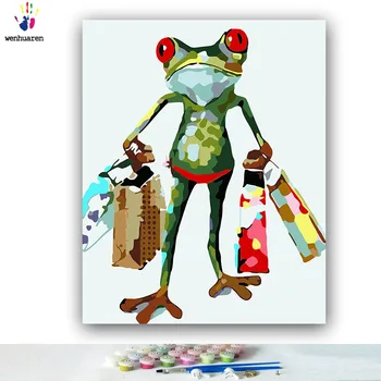 

DIY Coloring paint by numbers Painted frog shopaholic Abstract figure paintings by numbers with kits 40x50 framed