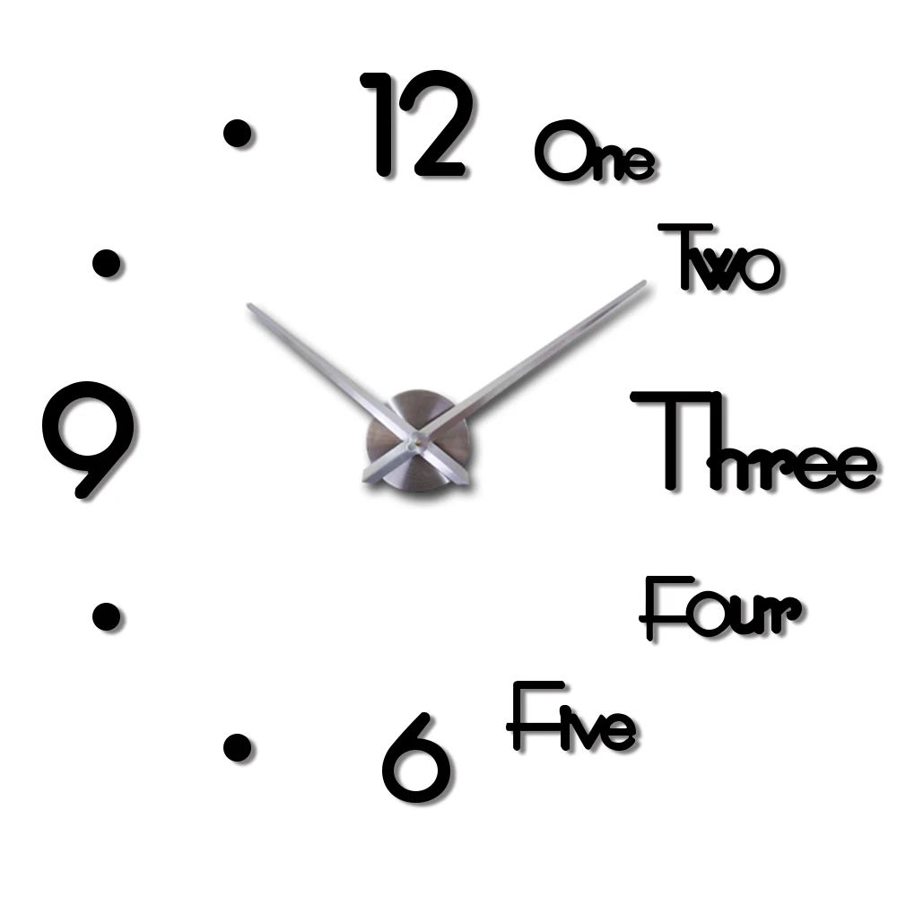 3D Large Display DIY Quartz Silent Wall Clock Sticker Home Office Room Decor