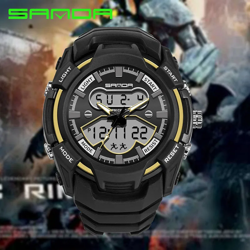 

SANDA 2019 New Men Digital Watches Smart luminous Dual Display Digital Shock Resistant Waterproof electronic watch feminino new