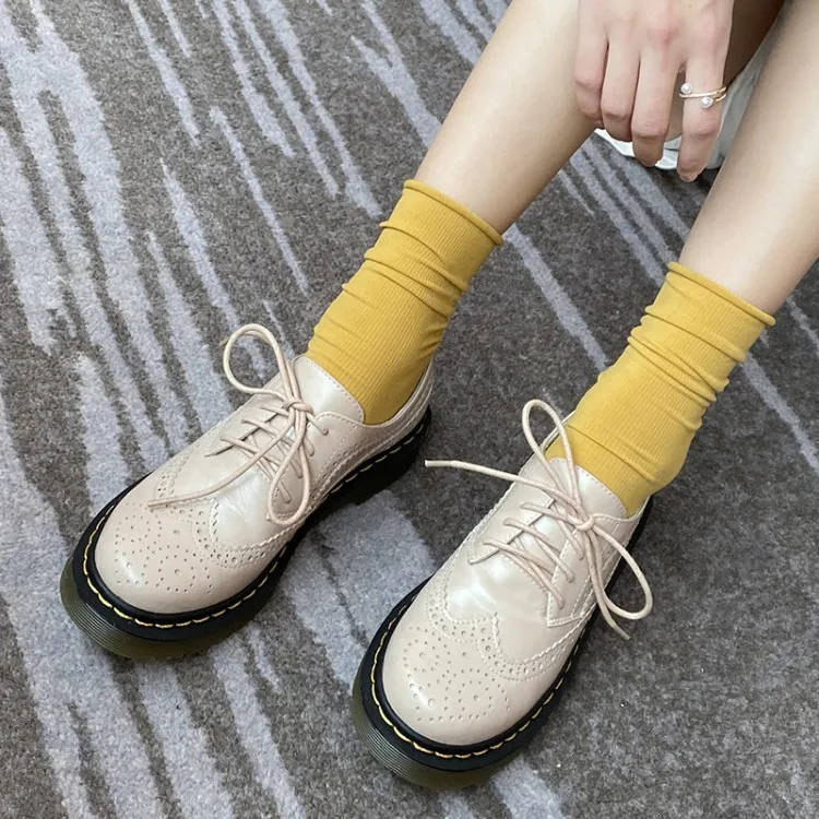 

2020 New Style Shoes Casual Lace-up Deep Mouth Loafers Casual British-Style Small Leather Shoes Bullock WOMEN'S Shoes