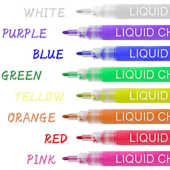 

1 Pcs 8 Colors Highlighter Liquid Chalk Markers Pens Chalkboard Erasable Dustless Water Based Liquid Wet Erase Pen 3mm 4ML