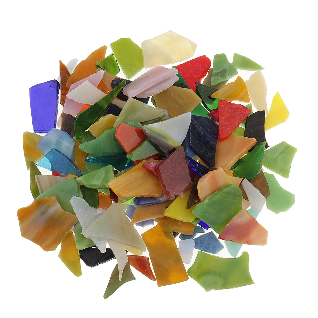 200g Mixed Color Irregular Glass Mosaic Tiles Pieces For DIY Craft 10-30mm
