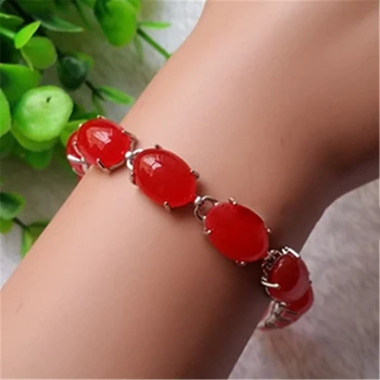 

Red jade red jade egg face mosaic vacuum plated 925 silver bracelet hand string women's special promotion 1018