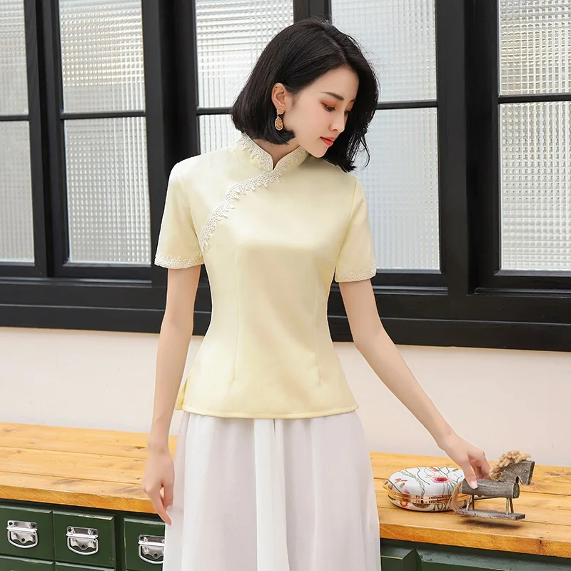 Новинка, китайское традиционное вечернее платье Cheongsam, летняя Новинка, повседневная одежда, костюм, атласный комплект для женщин, Qipao Vestidos