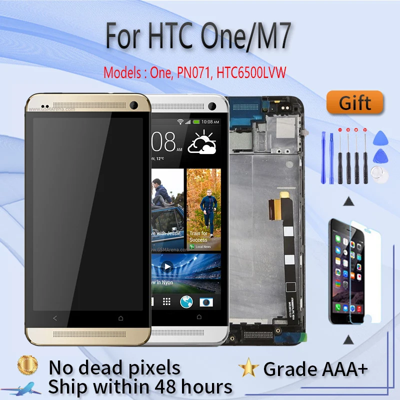ЖК-дисплей для HTC One/M7 сменный экран с рамкой сенсорное стекло 801e One M7 черный