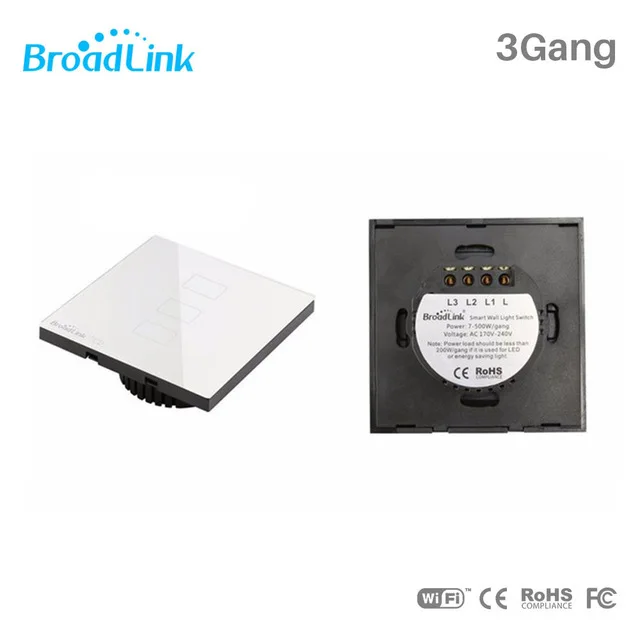 Broadlink TC2 EU WiFi переключатель настенный сенсорный светильник переключатель Беспроводное управление через RM Pro RM mini3 через приложение управление смартфоном - Цвет: EU Standard 3 Gang