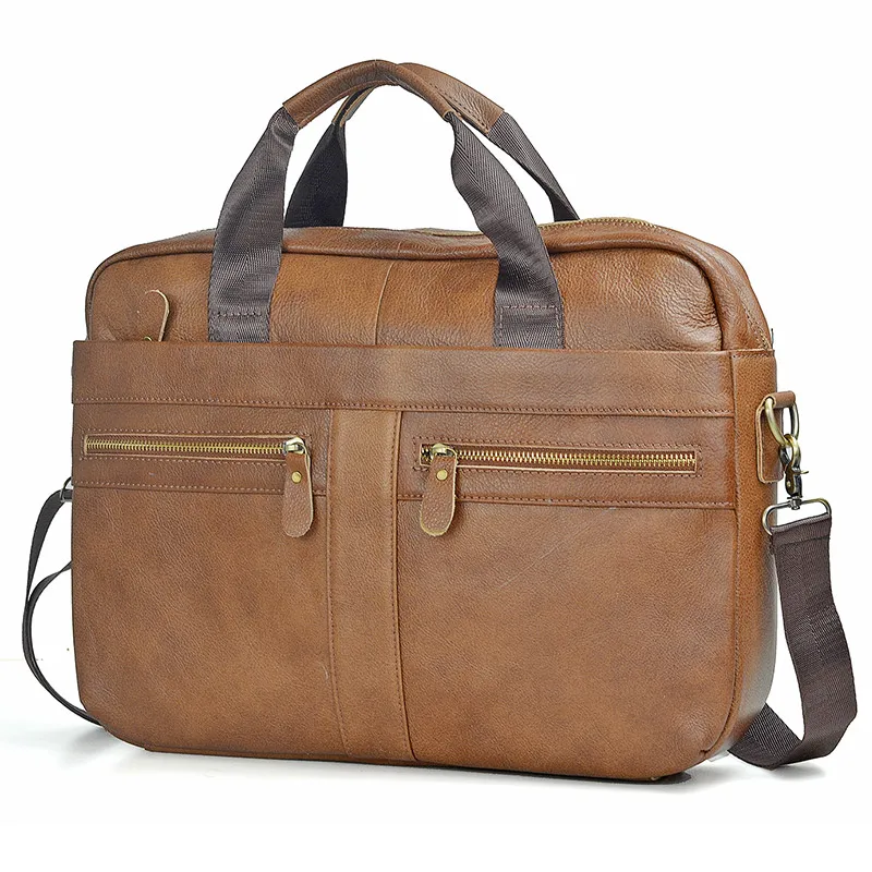 

Men's Briefcase Black Genuine Leather Handbag for Men Cow Leather Laptop Messenger Bags Male Casual Travel Shoulder Bag