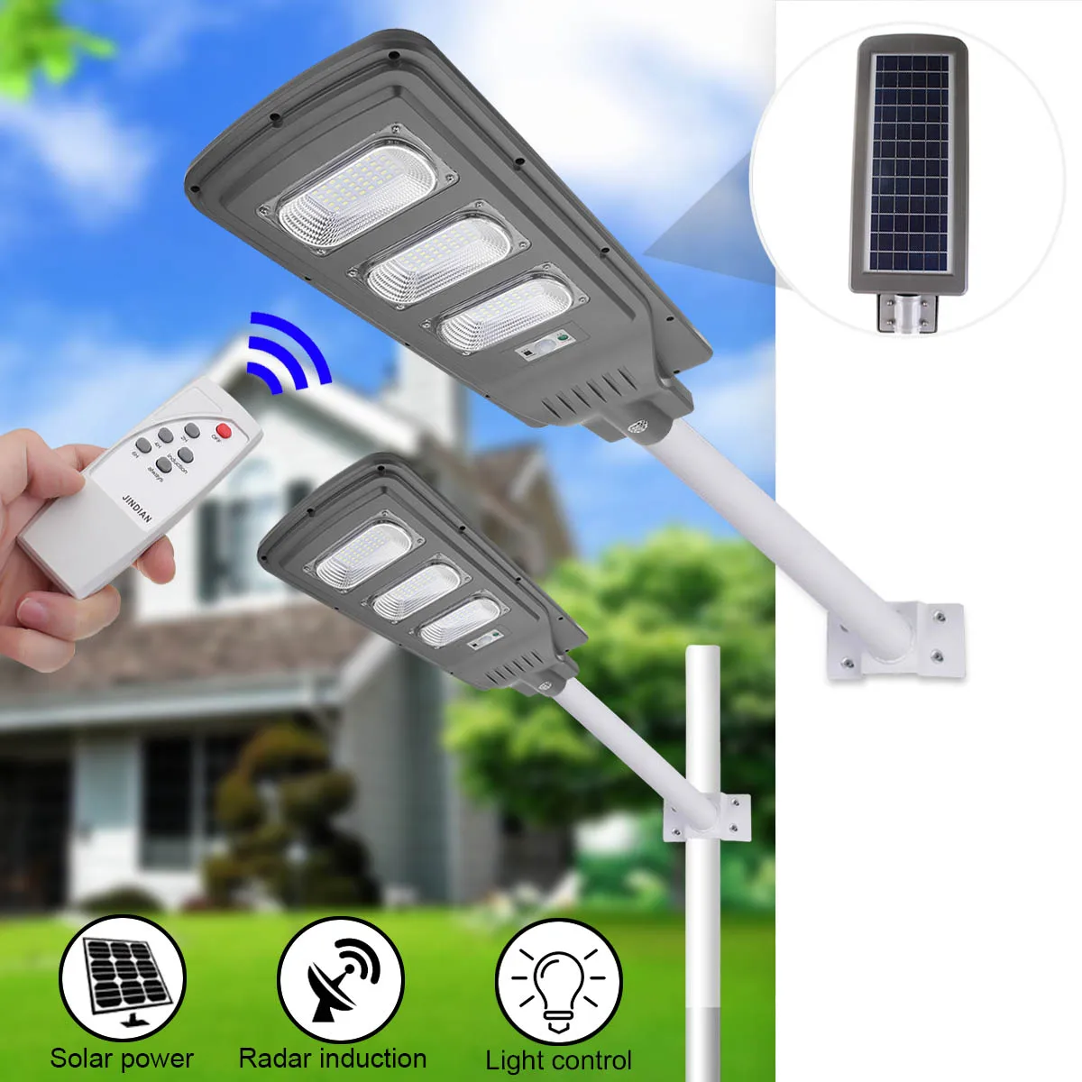 120W Led Zonne-straat Licht 120 Led Super Bright Motion Sensor Licht Wandlamp Outdoor Met Afstandsbediening Waterdicht beveiliging