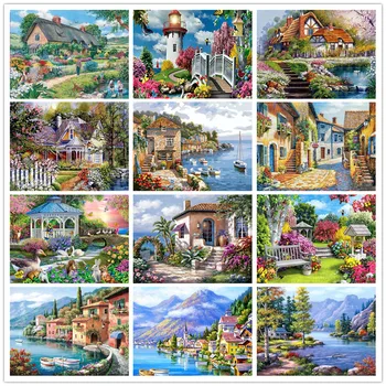 

5D Diy Diamond Painting Landscape Scenery Full Round Diamond Mosaic Daimond Embroidery Rhinestones Mountains And Rivers Decor