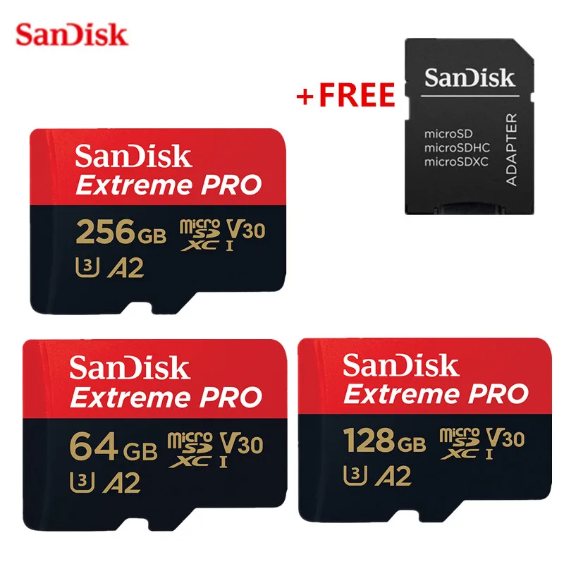 

SanDisk Extreme PRO Micro SD Card 256GB 128GB 64GB UHS-I Micro SDHC/SDXCMemory Card C10 U3 V30 A2 TF Card 4K UHD Up To 170MB/s
