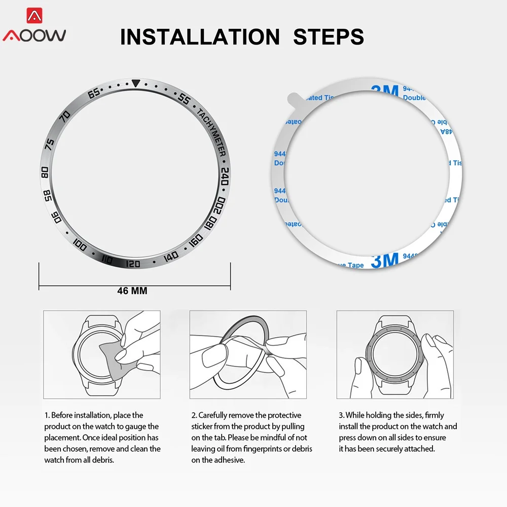 Ободок кольцо для huawei Watch GT/Active 46 мм ободок кольцо клейкая крышка против царапин металлические Смарт часы Роскошные носимые аксессуары
