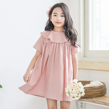 

2020 summer doll collar girls dress sweet cute kids dress pink princess party frocks for teen girls 6 8 10 12 14 years old