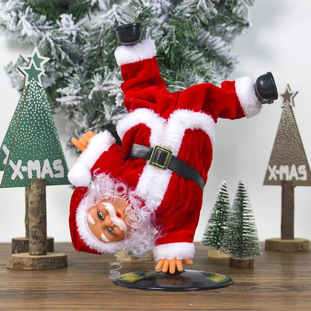Электрическая перевернутая хип-хоп кукла Санта-Клауса с музыкой старше 3 лет, красные игрушки, забавный подарок на год, украшение для дома Navidad