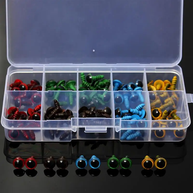 

50 Pairs/100 Pcs Mix 8mm Plastic Safety DIY Dolls Eyes Box for Teddy Bear Stuffed Toy Accessories Snap Animal Puppet Doll Craft
