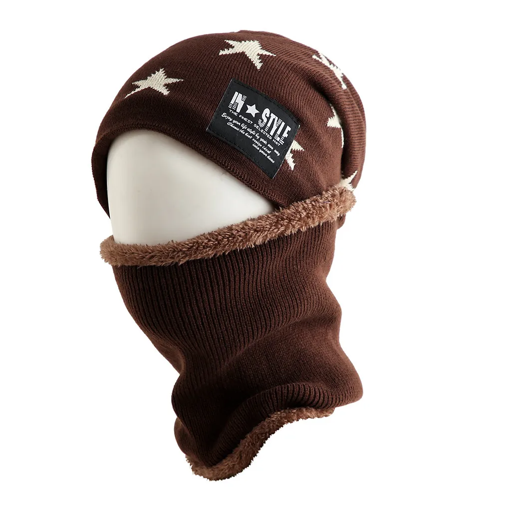 Детская шапка, детская зимняя шапка+ шарф, комплект из 2 предметов для девочек и мальчиков, детские вязаные теплые флисовые модные зимние шляпы с принтом со звездой для детей, шапка