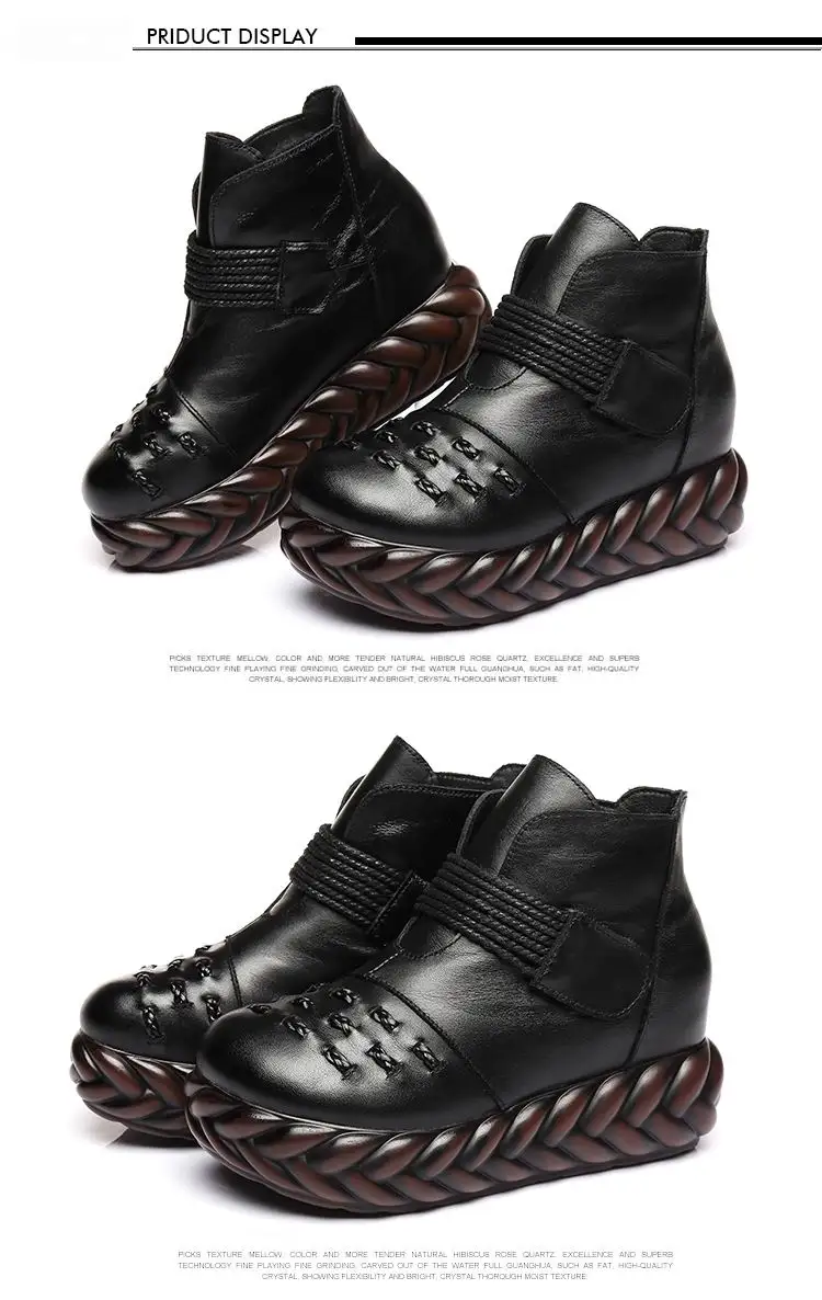 GKTINOO/зимние ботинки на платформе; женские ботильоны ручной работы из натуральной кожи; женская обувь; мягкая женская обувь на танкетке в стиле ретро