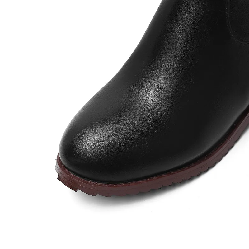 ASUMER Newest plus size 48 knee high boots women round toe zipper simple autumn winter low heels shoes woman riding boots