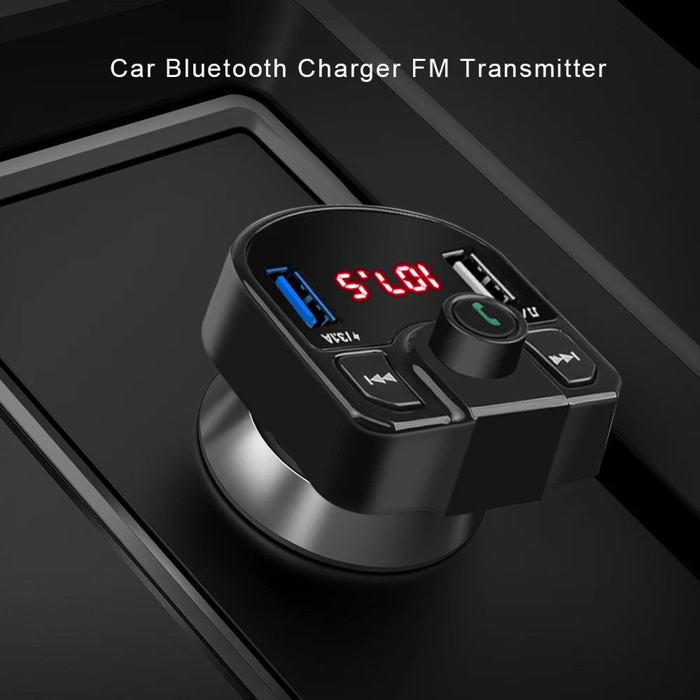 Bluetooth 5.0 Voltage Digital Display Car FM Transmitter Handsfree Dual 2 USB Phone Charger 3.1A 1A TF Card U disk MP3 player best type c car charger