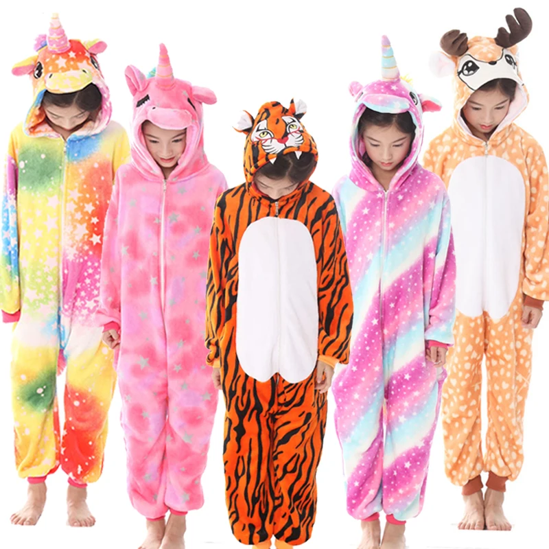 Пижамы кигуруми, единорог для детей, пижамы для маленьких девочек, одежда для сна для мальчиков, животное, Стич, панда, единорог, комбинезон, Детский костюм, комбинезон