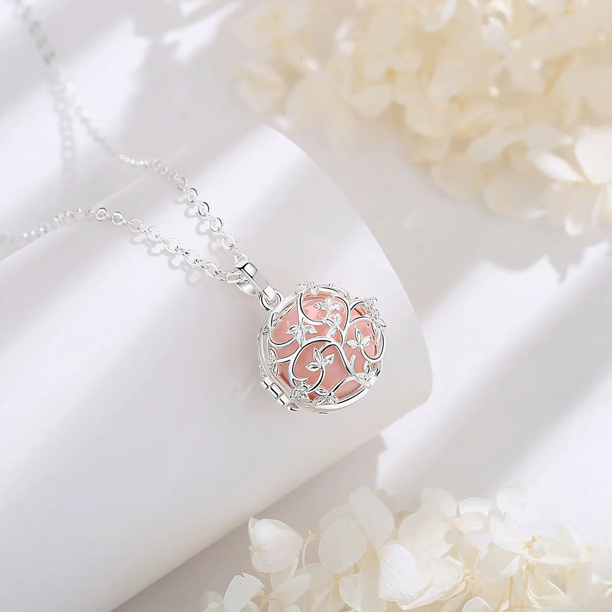 Eudora Harmony Ball 18mm Flower Pendant Necklace Pregnancy Chime Bola Long Chain Fine Jewelry Gifts For Women 3
