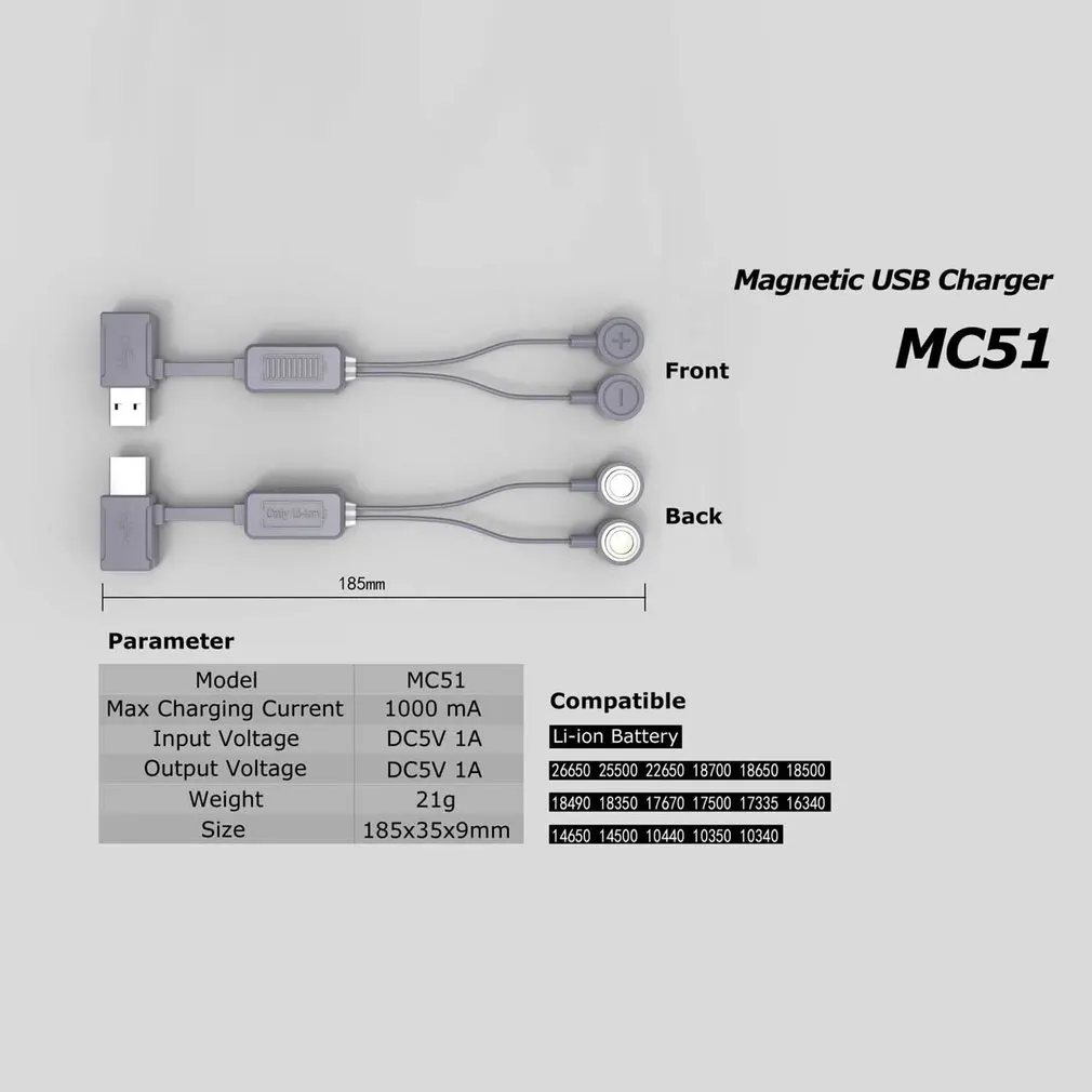 MC51 многофункциональное магнитное USB зарядное устройство для AA AAA 18650 литий-ионная батарея мини зарядка/разрядка банка мощности