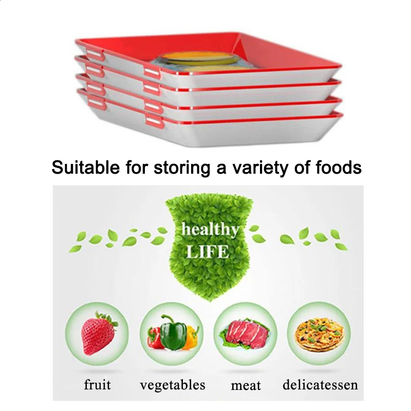 4 шт., кухонный лоток для хранения еды, холодильник, умные пищевые лотки, контейнер для свежего хранения, креативный чехол для микроволновой печи, Органайзер