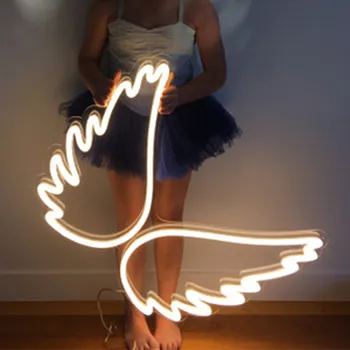 Angel Wing Led Neon Teken Lichten Neon Bar Achtergrond Muur Kerst Bruiloft Decoratie Fairy Princess Room Decor Neon Geel