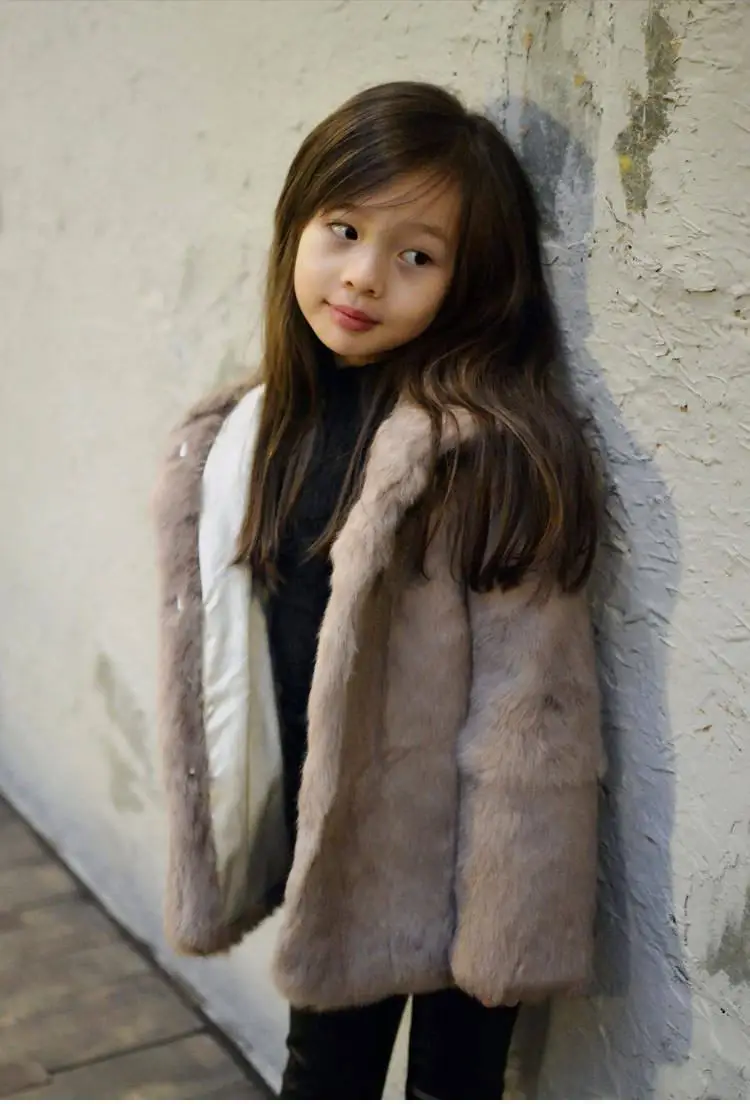 Зимняя модная детская куртка с натуральным кроличьим мехом для девочек детское хлопковое пальто с натуральным мехом для девочек теплая верхняя одежда с капюшоном для малышей W204